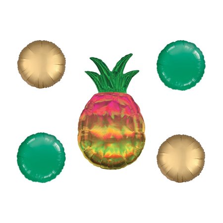 LOONBALLOON 31 Inch Pineapple Iridescent Holographic Balloon Medium Shape Set 4x shape 96285